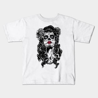 black and white women under the moon Kids T-Shirt